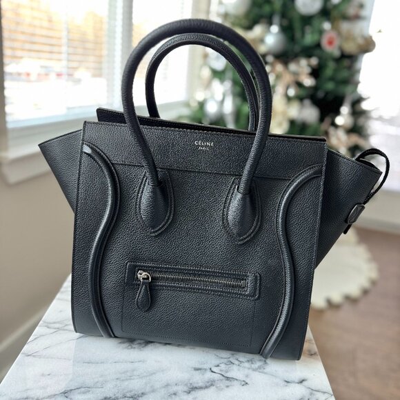 AUTHENTIC Celine Drummed Calfskin Mini Luggage Tote - Picture 1 of 10